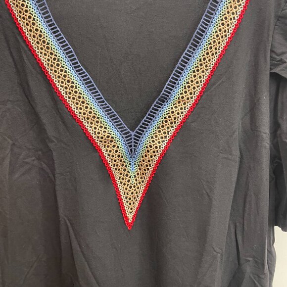 Bloomchic 1X Solid Crochet Lace Ruffle Tiered Sleeve V Neck T-shirt NWT - Picture 10 of 14